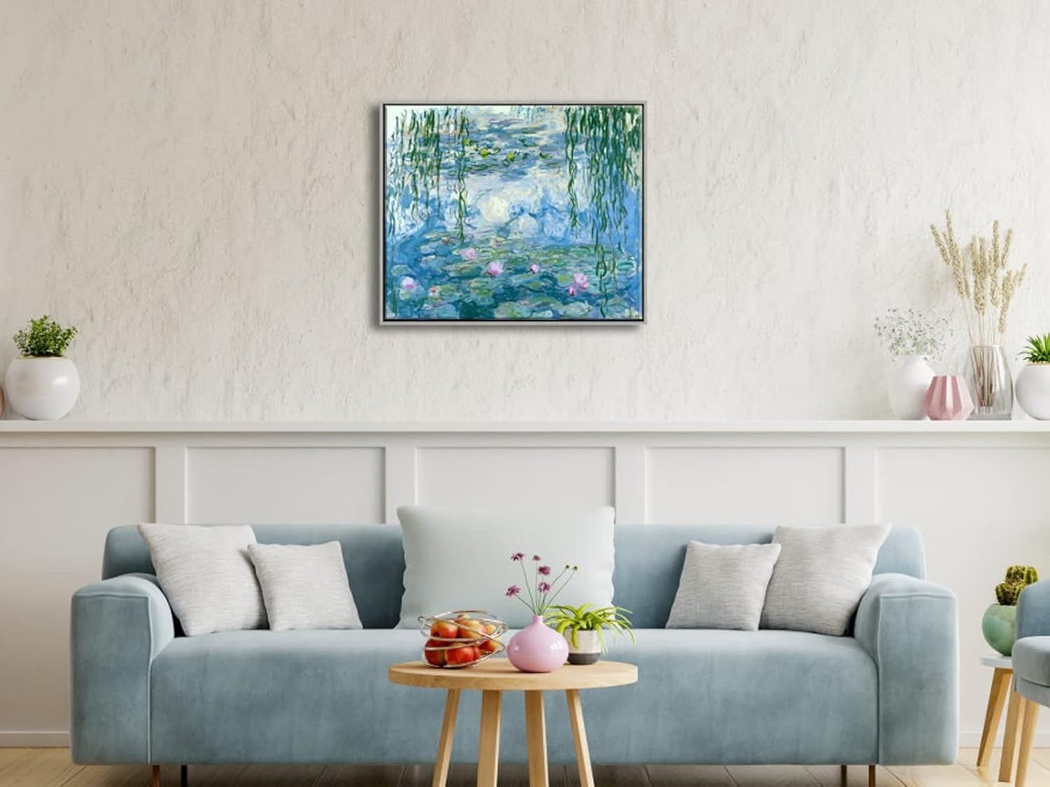 Water Lilies Canvas Wall Art Framed Monet Print Silver