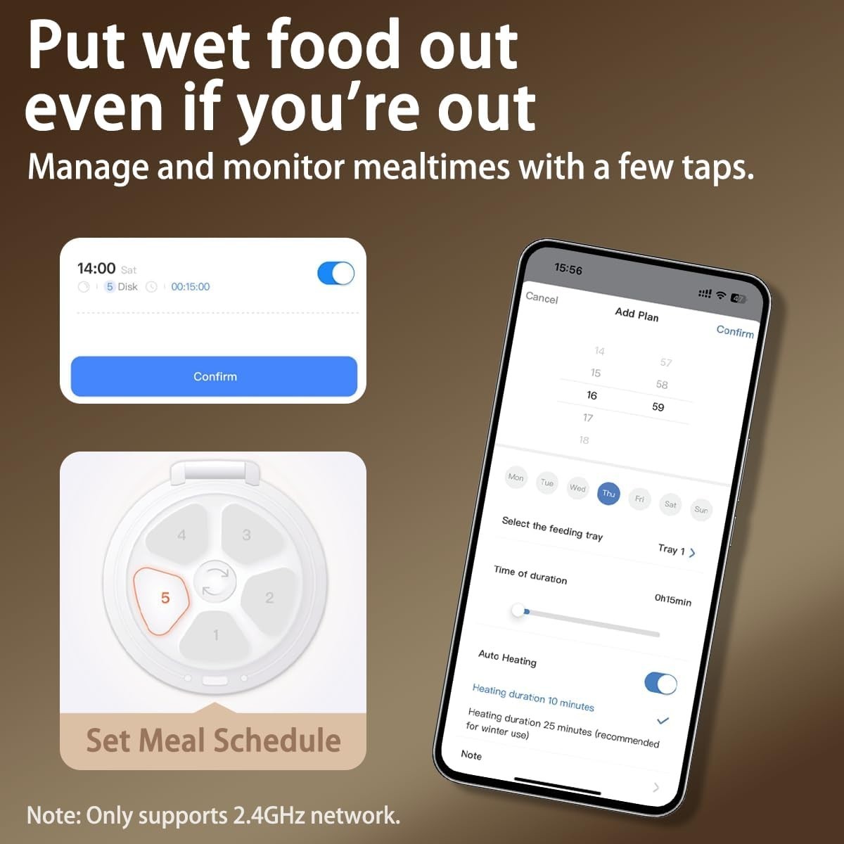 Smart Wet Food Cat Feeder Camera App Control Refrigerated 5 Meal White