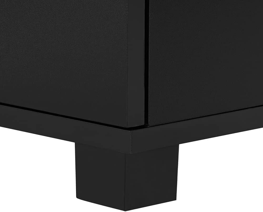 Black Lockable Tall Filing Cabinet Slim Office Storage with Shelves
