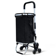 6 Wheel Lightweight Folding Shopping Trolley 58L Insulated Cart Black