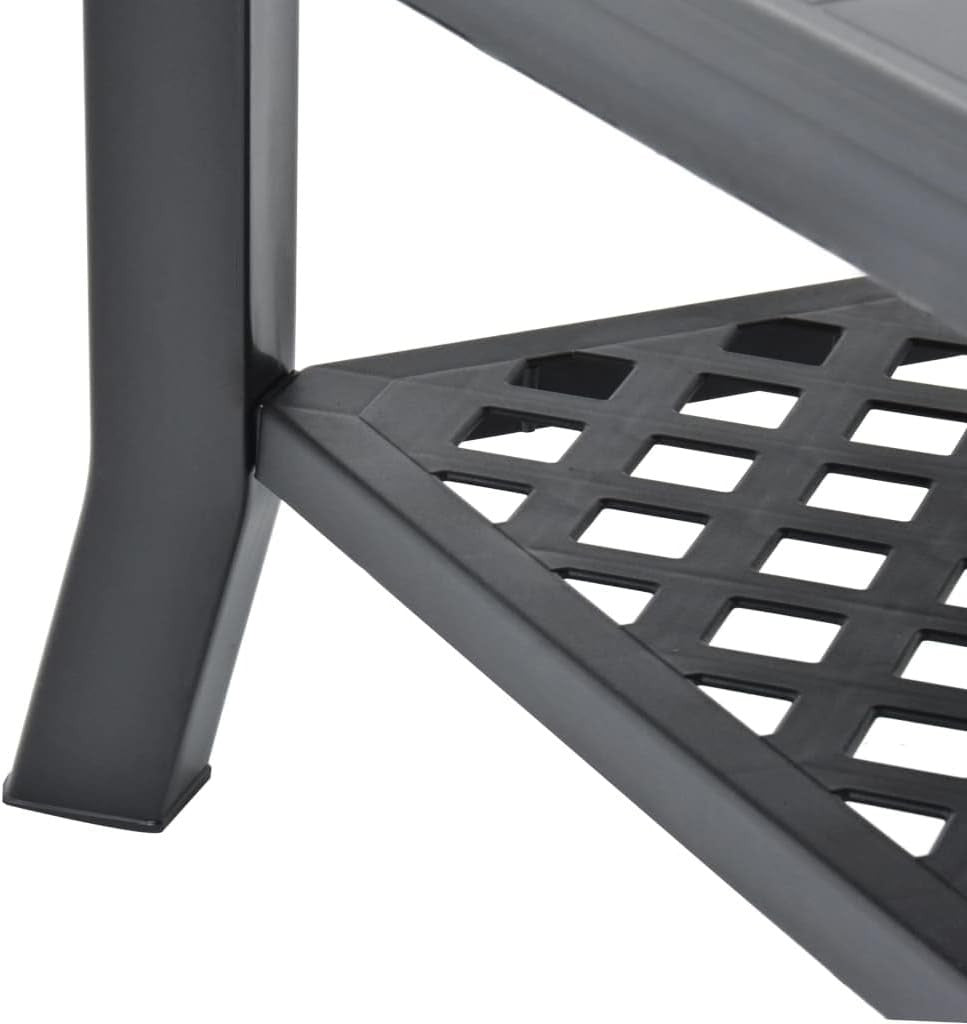 Anthracite Outdoor Coffee Table with Storage Shelf, Weather-Resistant 90x60x46cm