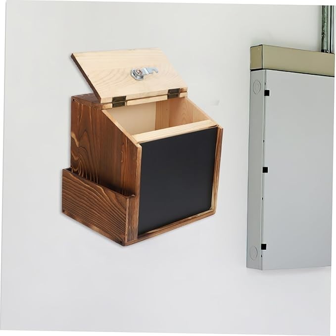 Wall Mounted Wooden Suggestion Box Lockable Blackboard – Secure & Space Saving