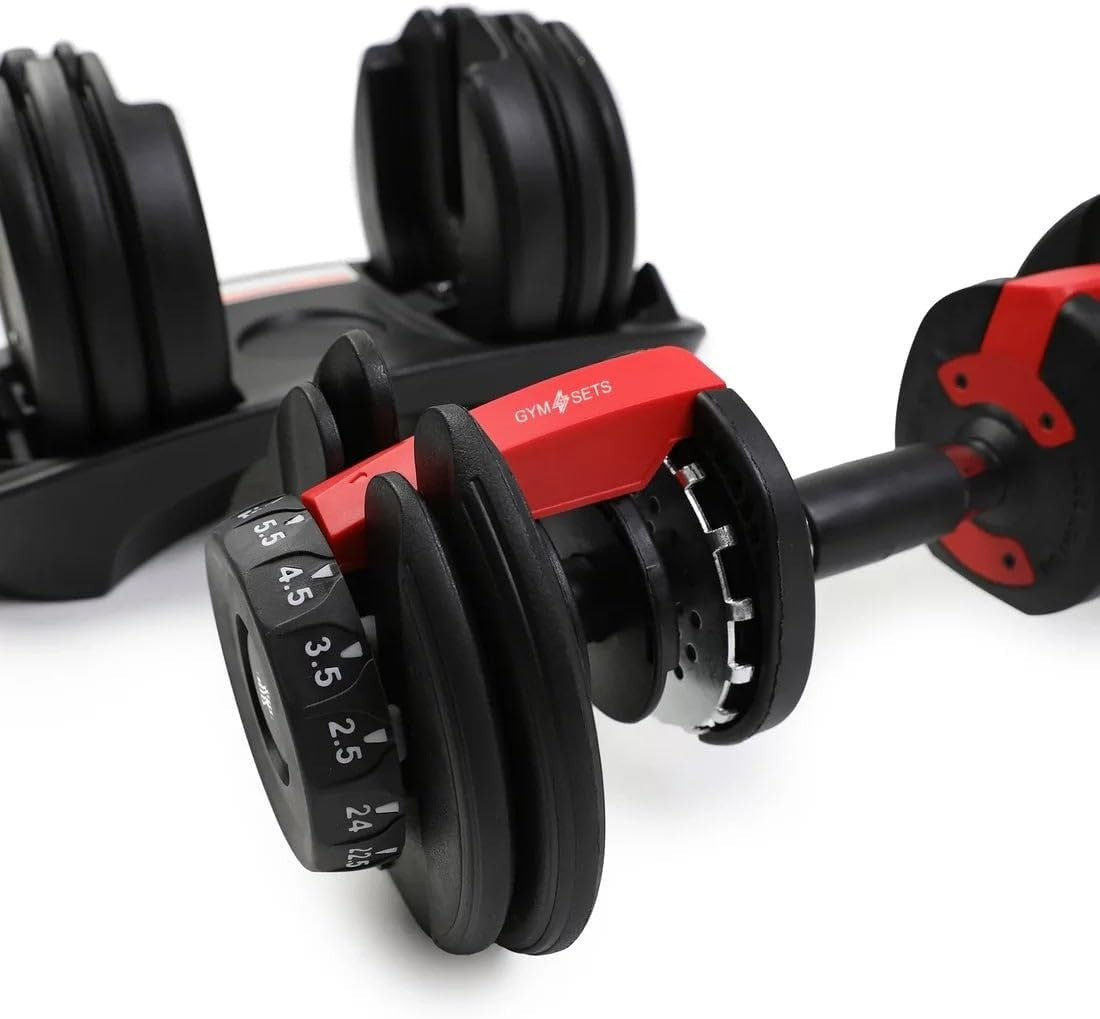 Adjustable Dumbbells Pair 2×24KG Dial System Space Saving Home Gym