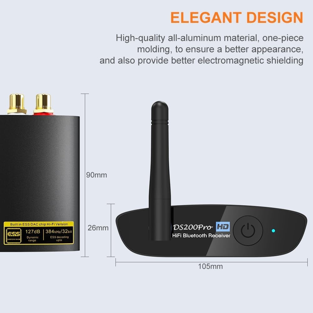 HiFi Bluetooth 5.3 Receiver | LDAC aptX HD 384kHz DAC Long Range Wireless Audio