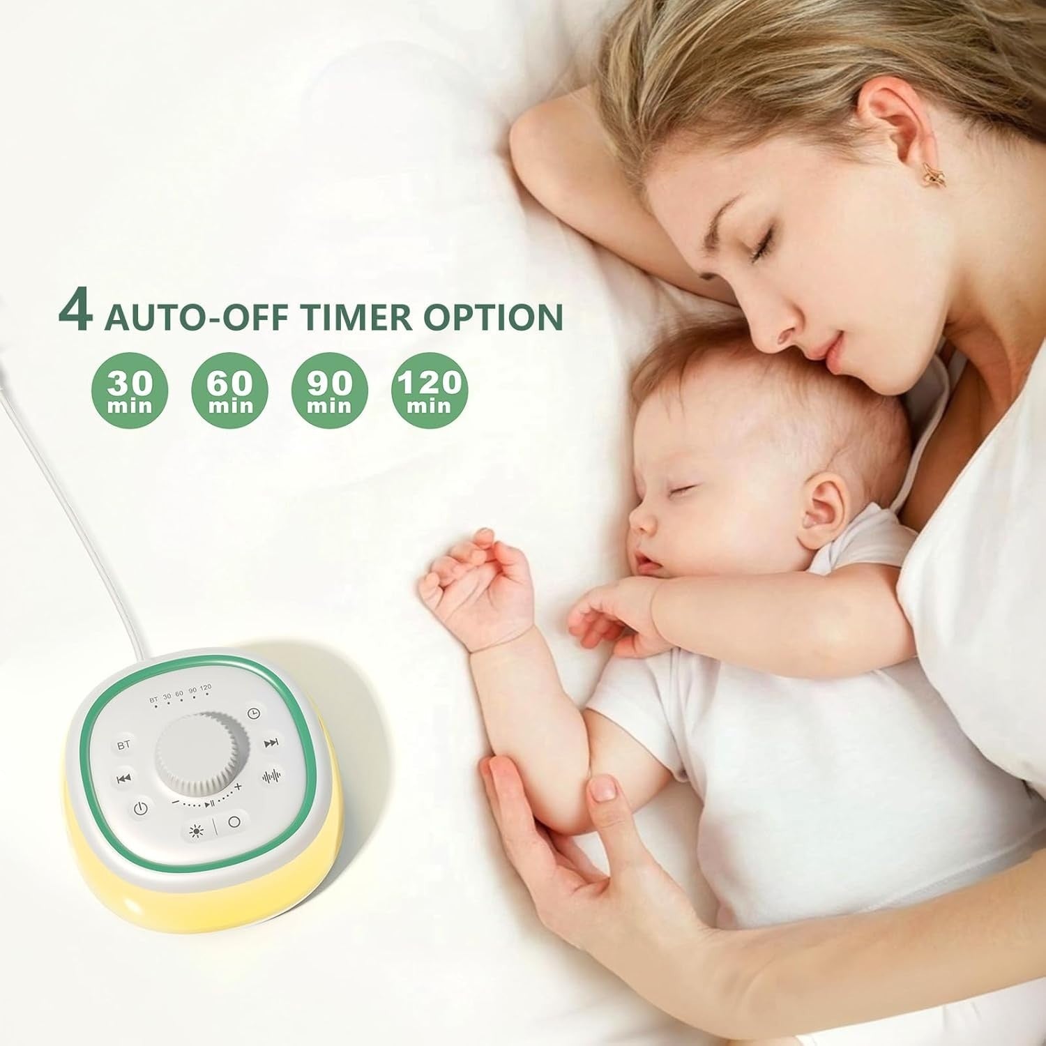 White Noise Sound Machine with 30 Soothing Sounds, Bluetooth & Night Light
