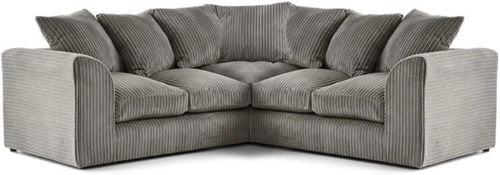 Grey Jumbo Cord Modular Dual Arm Corner Sofa 5-Seater Lounge Couch