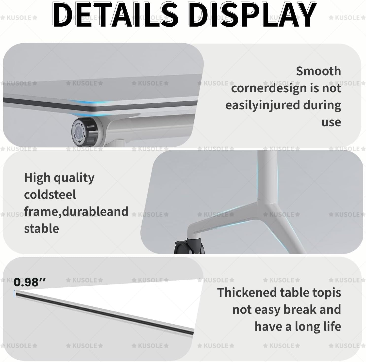 120cm Folding Conference Table 2-Pack – Flip-Top Mobile Training Desks w/ Wheels