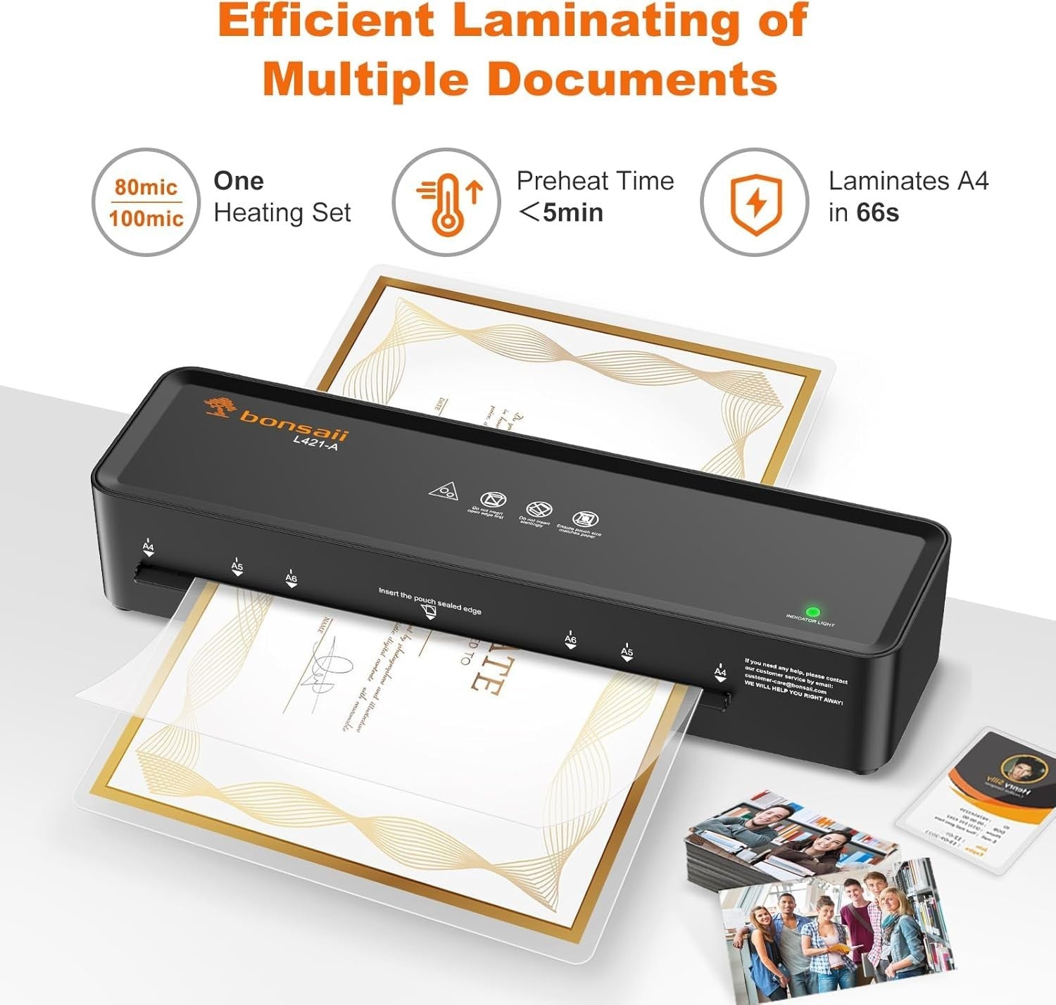 A4 Laminator Machine Compact Fast Jam Release + Starter Pouches