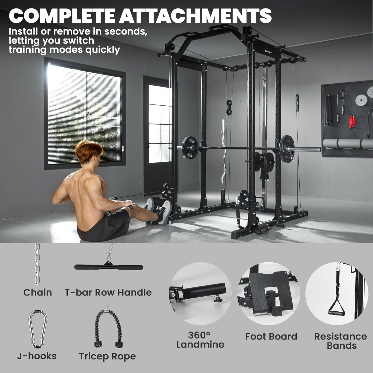 Cable Crossover Machine Power Cage Squat Rack Home Gym System