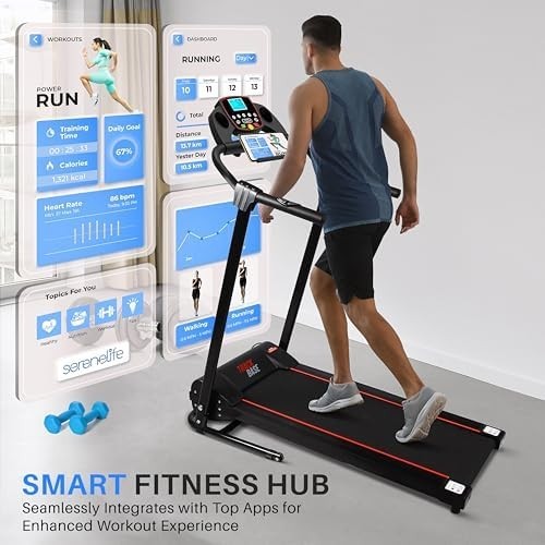 Foldable Electric Treadmill 6mph Home Walking Running Machine w/ LCD & App