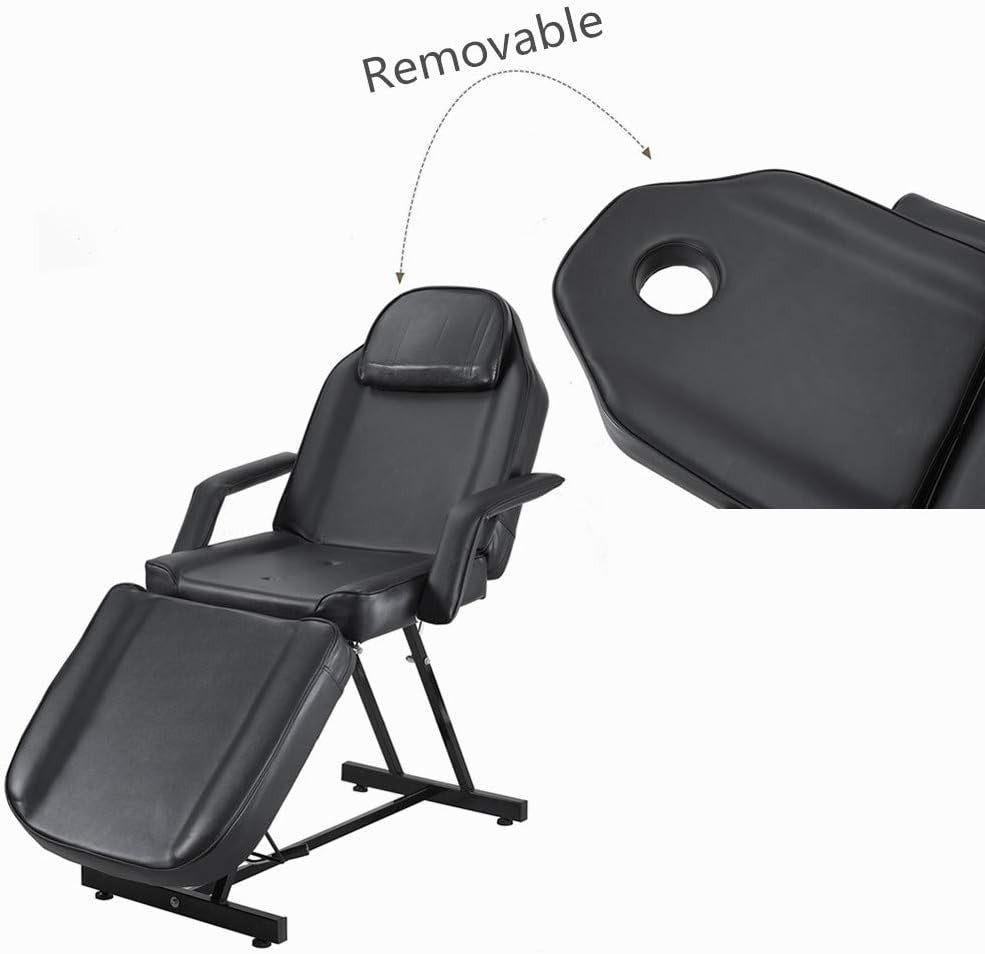 Reclining Massage Bed Adjustable Beauty Salon Spa Tattoo Chair w/ Stool Black
