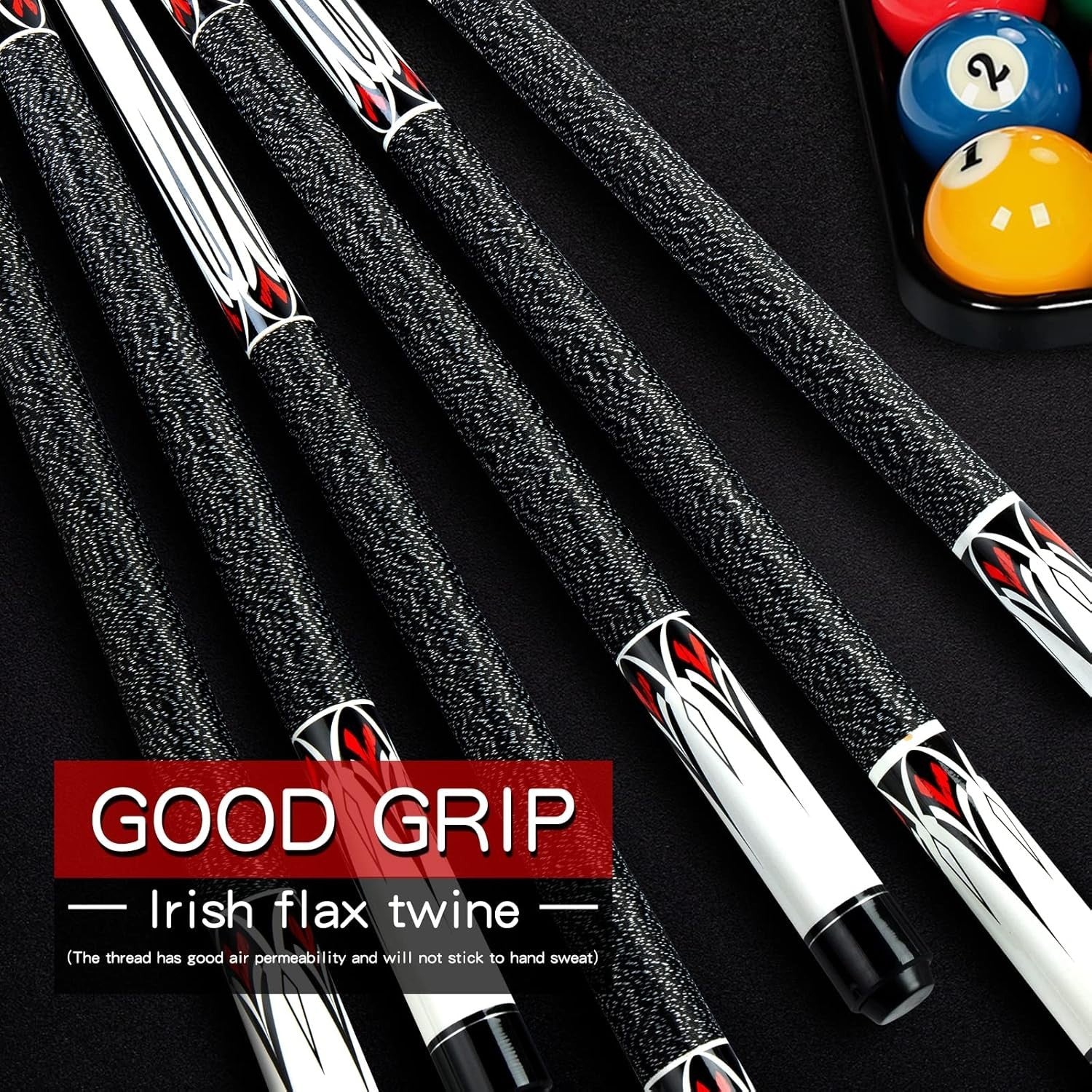 58in Maple Pool Cue 2pc Billiard Stick 20oz Pro Balance Smooth Control