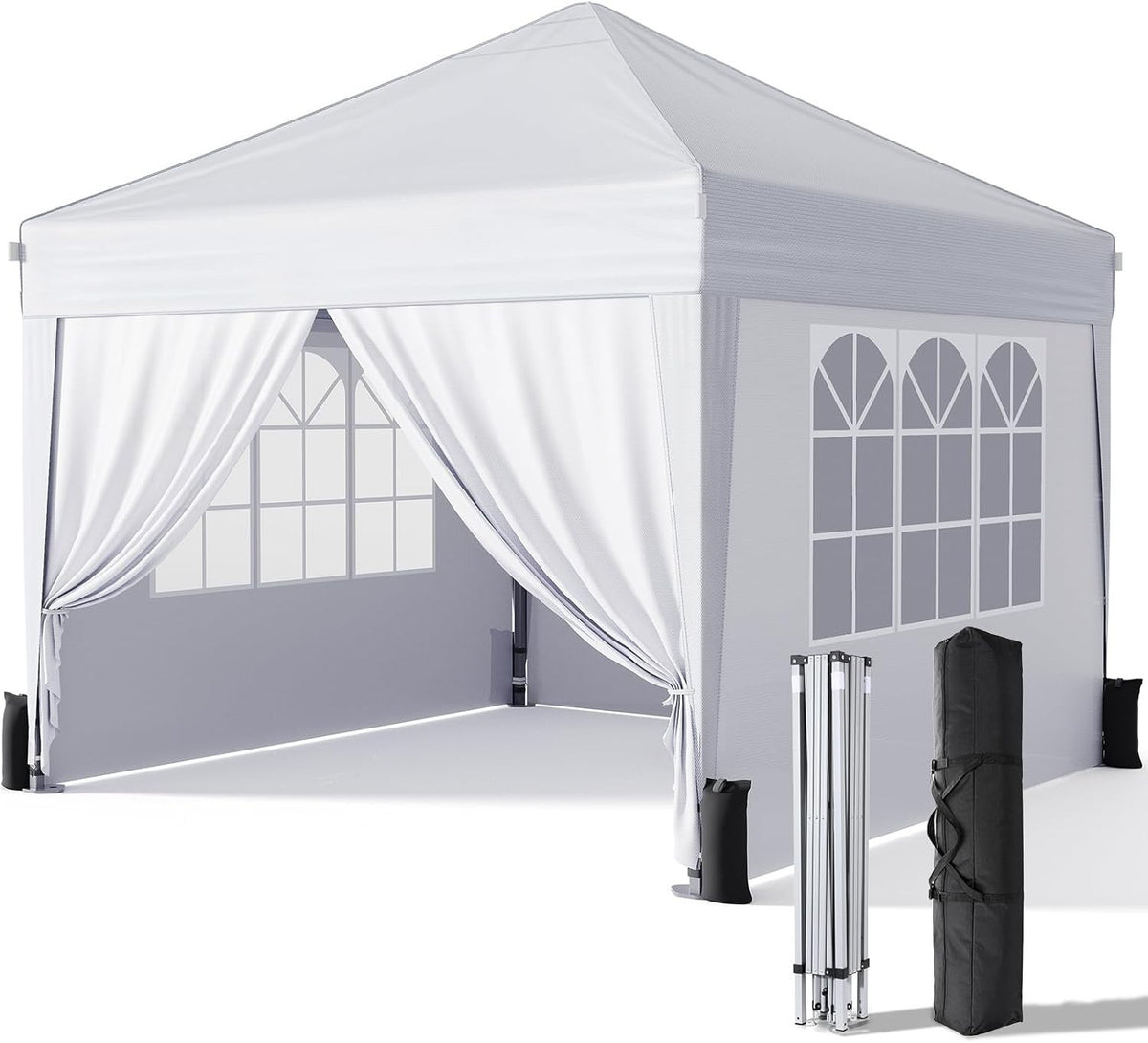 3x3m White Pop-Up Gazebo with Sides Waterproof Steel Frame Party Tent