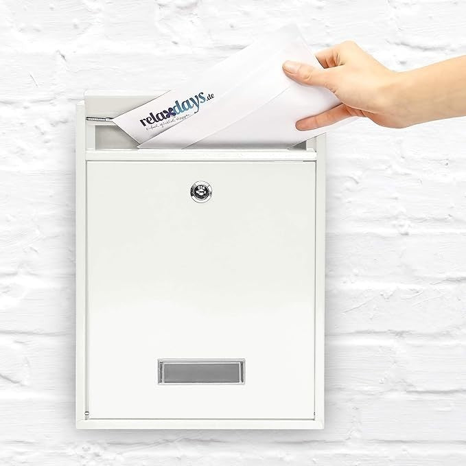 Wall Mounted Lockable Metal Mailbox Hinged Lid + 2 Keys Slim Design