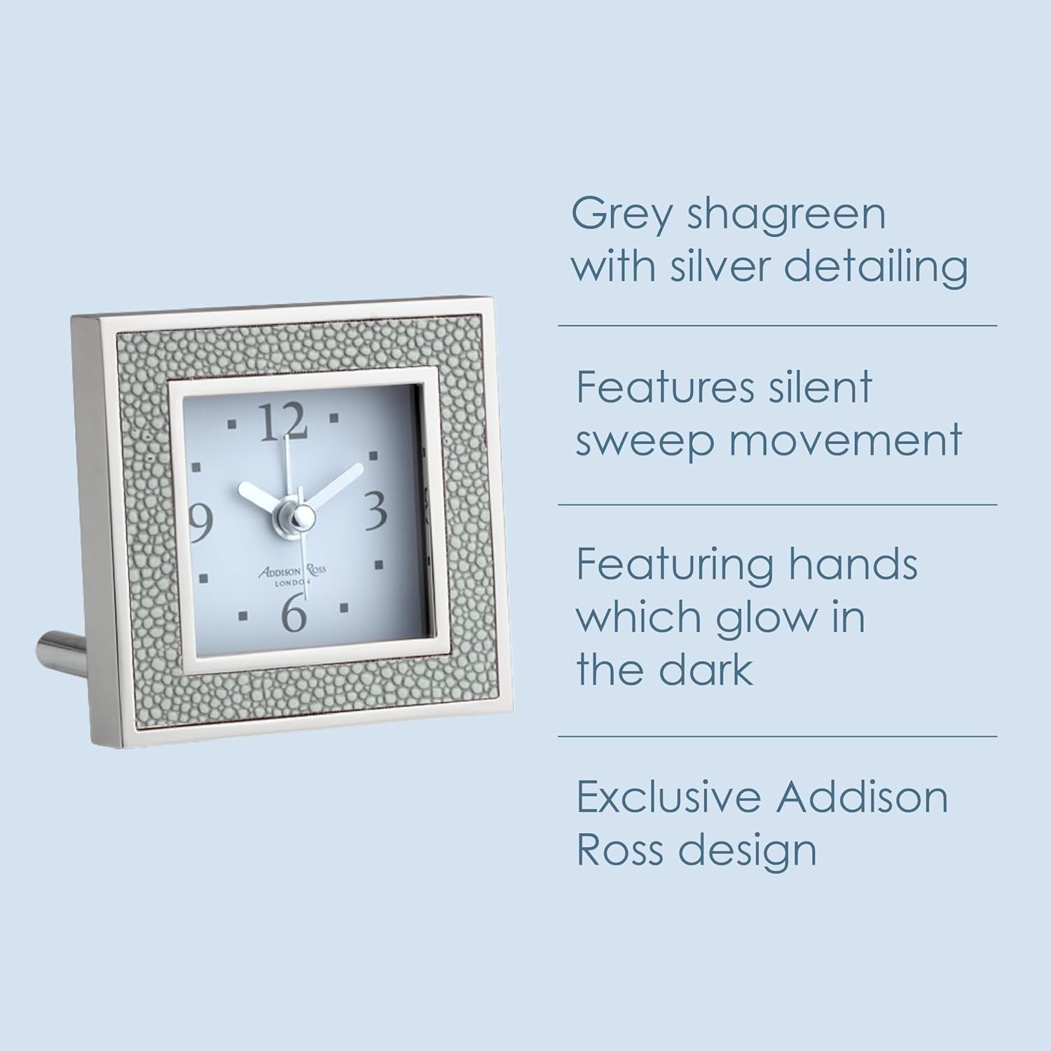 Silent Sweep Square Bedside Alarm Clock Compact Luxury Night