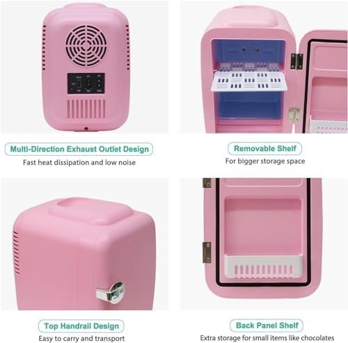 Portable Mini Fridge 4L Cooler & Warmer for Bedroom Office Car Pink