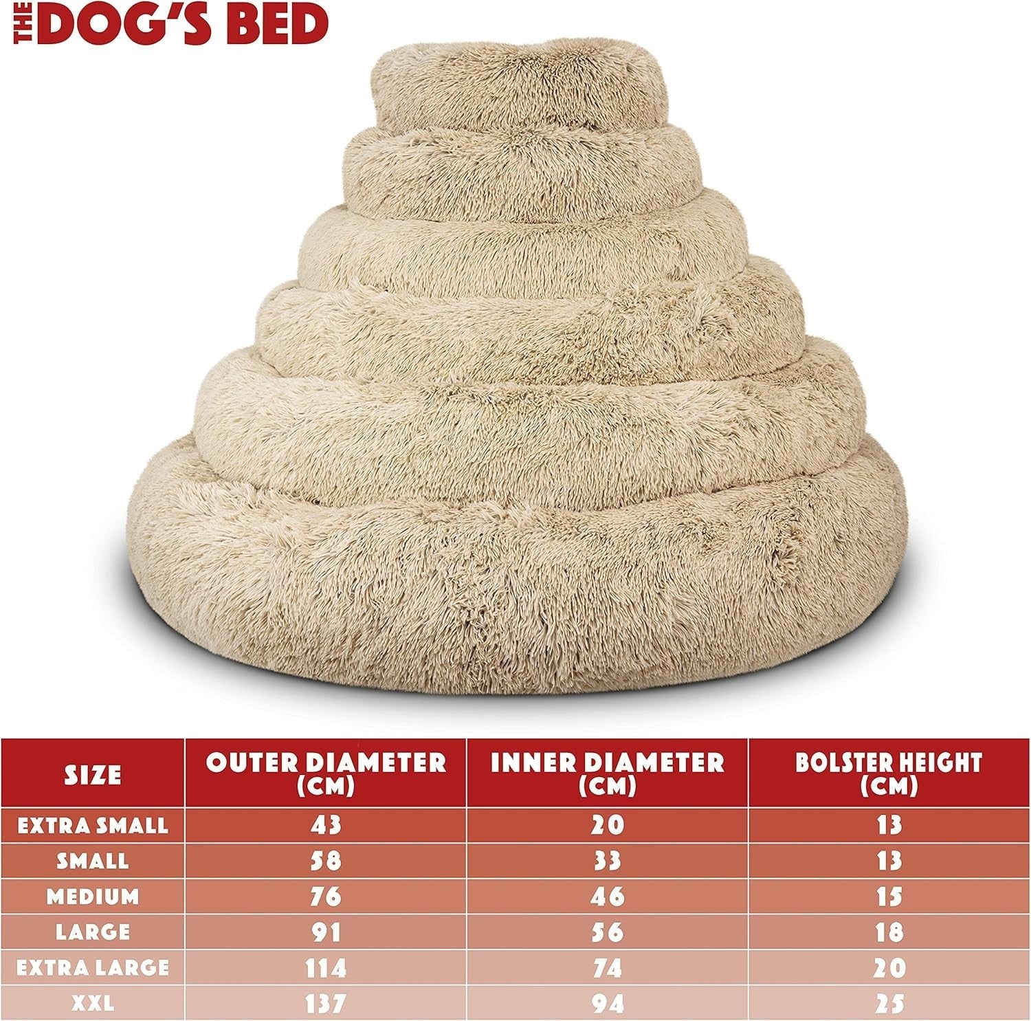 Large Plush Donut Dog Bed 91cm Calming Round Nest Washable