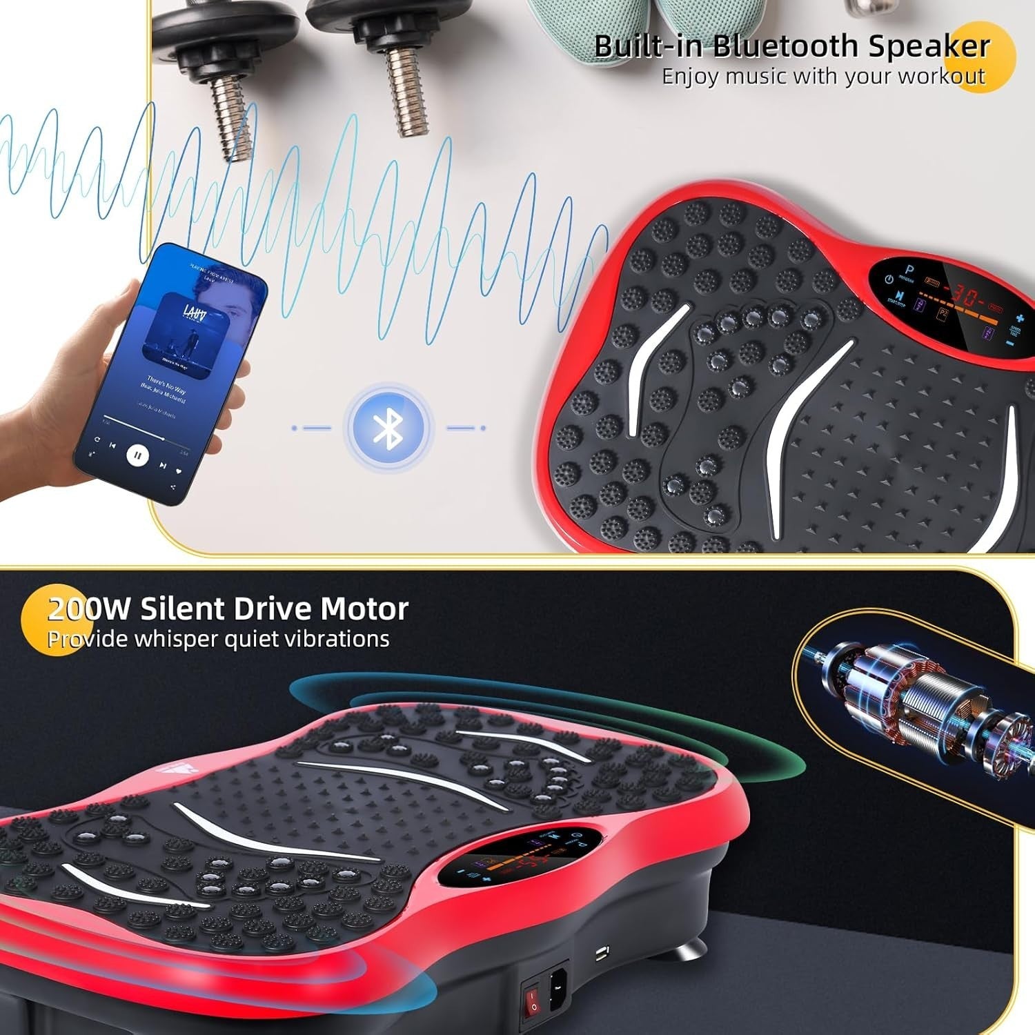 Whole Body Vibration Fitness Platform Bluetooth 5 Modes Home Gym
