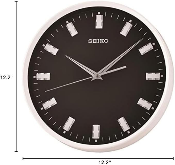 Modern Black Quiet Sweep Wall Clock 31cm Silent Non-Ticking Home Office Decor