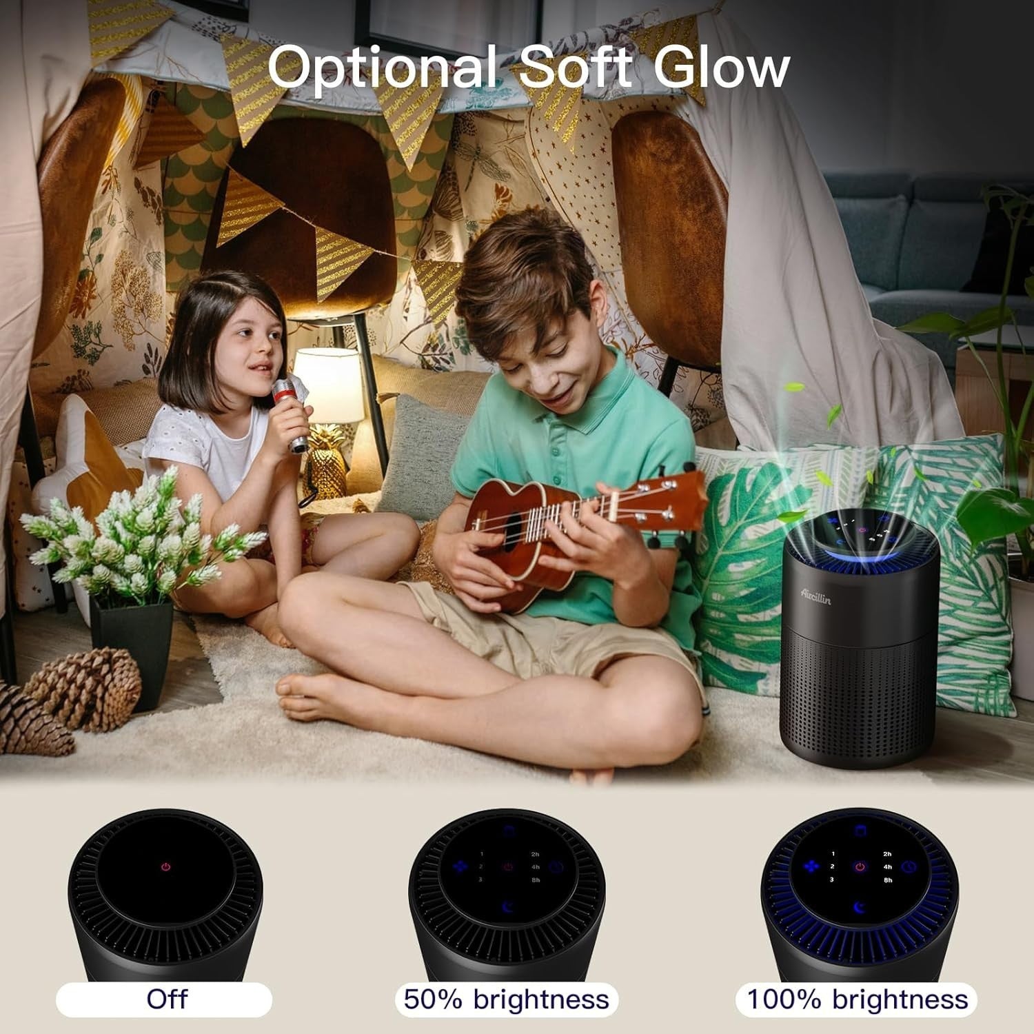 2 Pack HEPA Air Purifier Bedroom Quiet 24dB Pet Smoke Odour Night