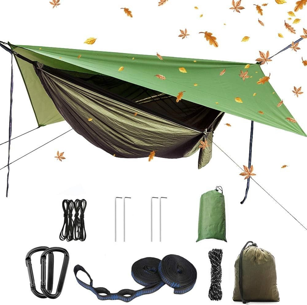 Camping Hammock with Mosquito Net & Rainfly – Double, Waterproof & Portable