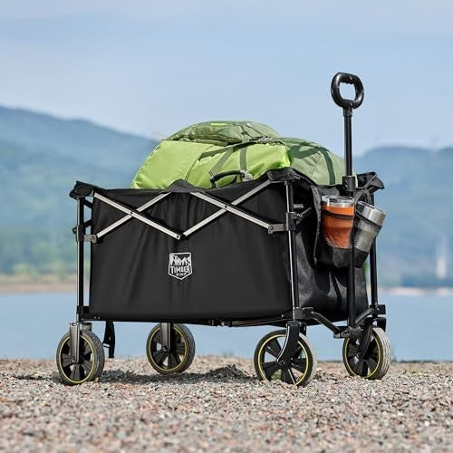 200L Folding Camping Trolley Wagon Heavy Duty Adjustable Handle