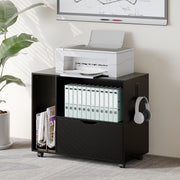 Black Mobile File Cabinet 80cm Rolling Printer Stand Storage