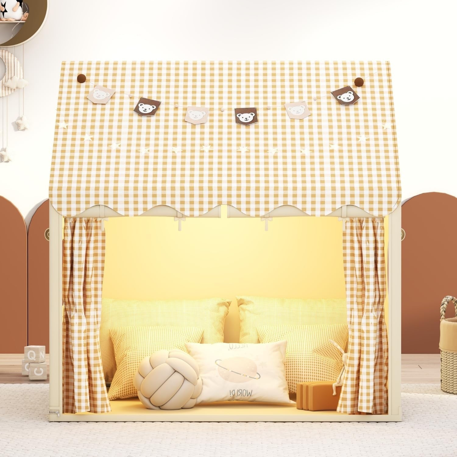 Kids Play Tent with Star Lights Indoor Outdoor Washable Teepee House