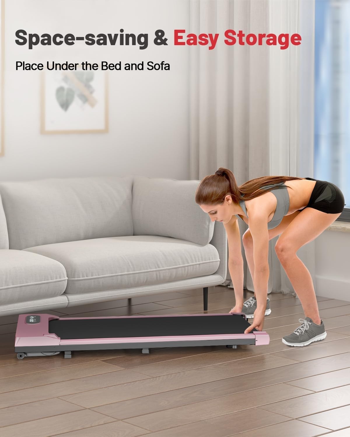 Under Desk Treadmill Walking Pad LED Display Remote 8km/h Compact Home