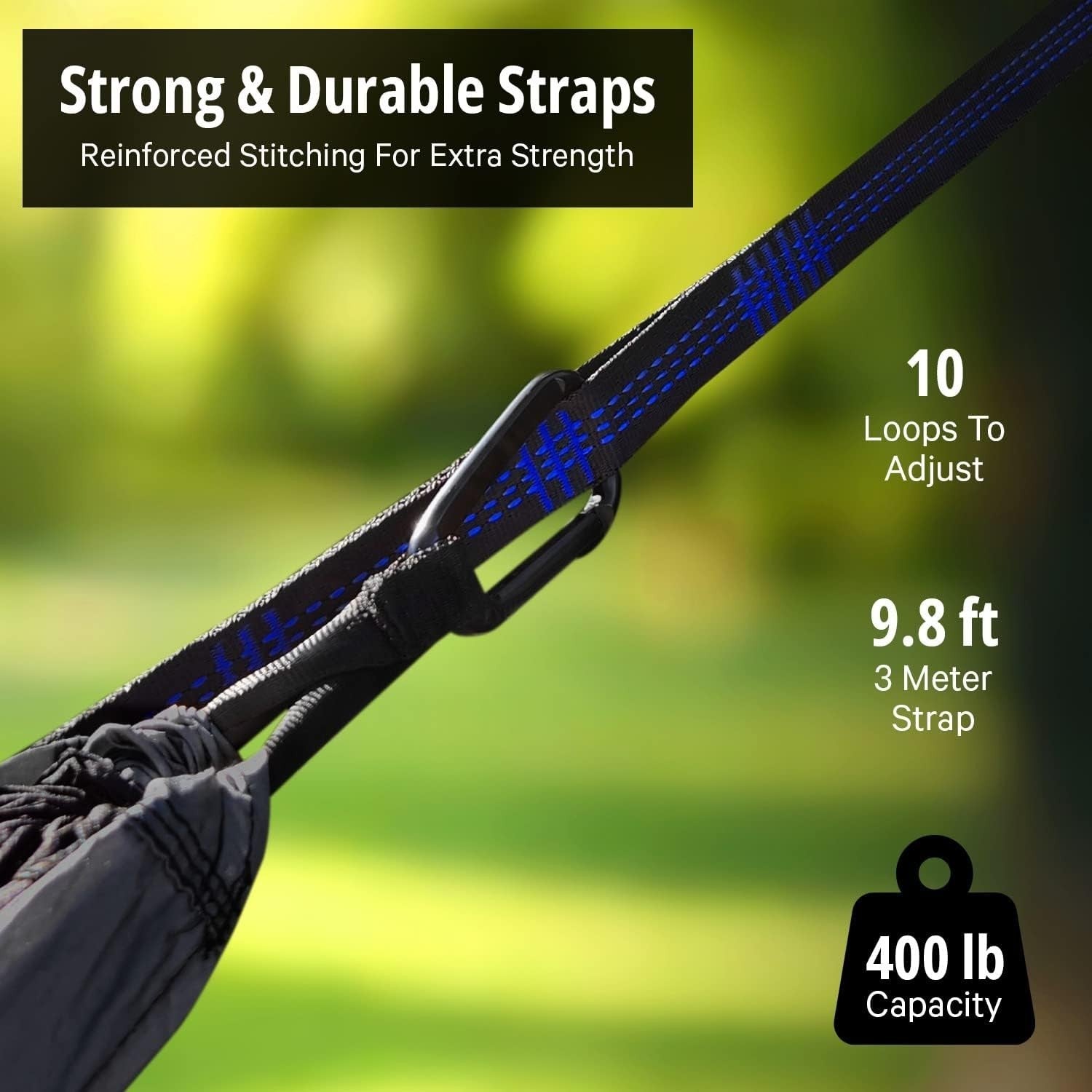 Single Camping Hammock | 108"x54" 400lb Portable Outdoor Travel Hammock