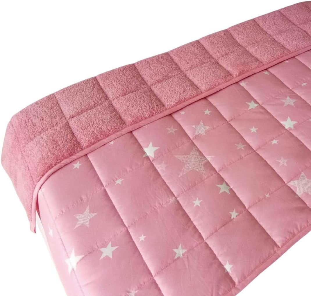 3kg Weighted Blanket, Blush Pink Star Teddy Fleece 100x150cm Calming Therapy