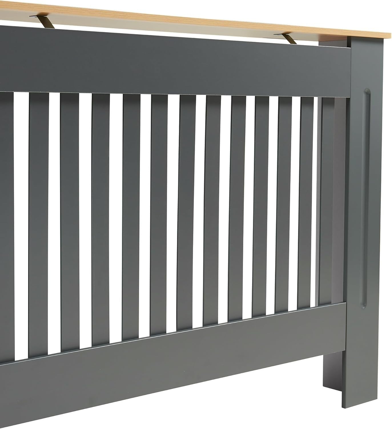 Modern Grey Radiator Cover Small Slatted Wood Cabinet 78cm Heating Cover