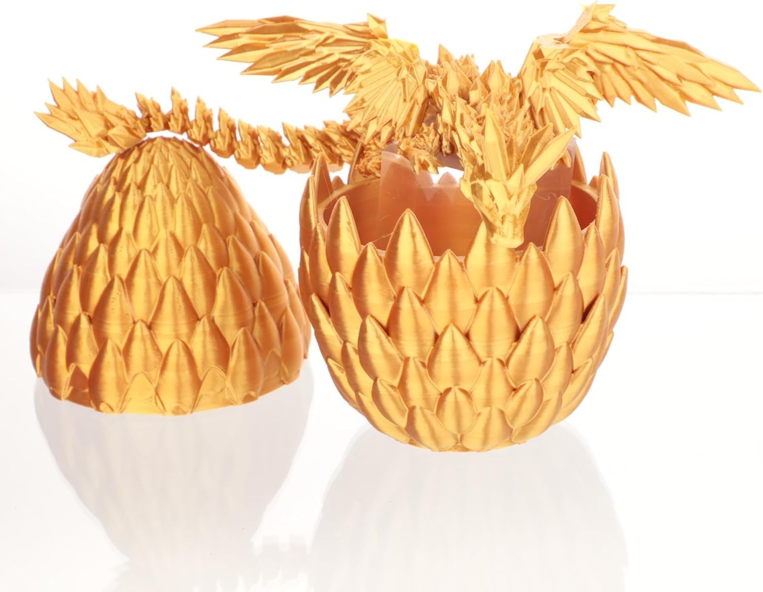 3D Printed Dragon Egg Articulated Dragon Desk Fidget Gift Gold