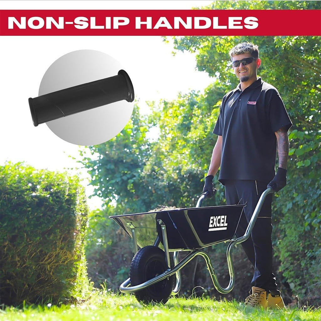 100L Black Wheelbarrow – Galvanised Steel Tray Pneumatic Tyre Heavy Duty 150kg