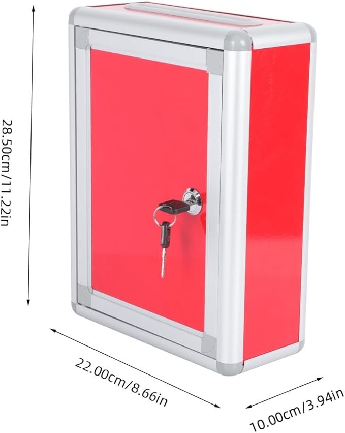Lockable Wall Mount Mailbox Suggestion Box Aluminium Secure Post Holder 28.5cm