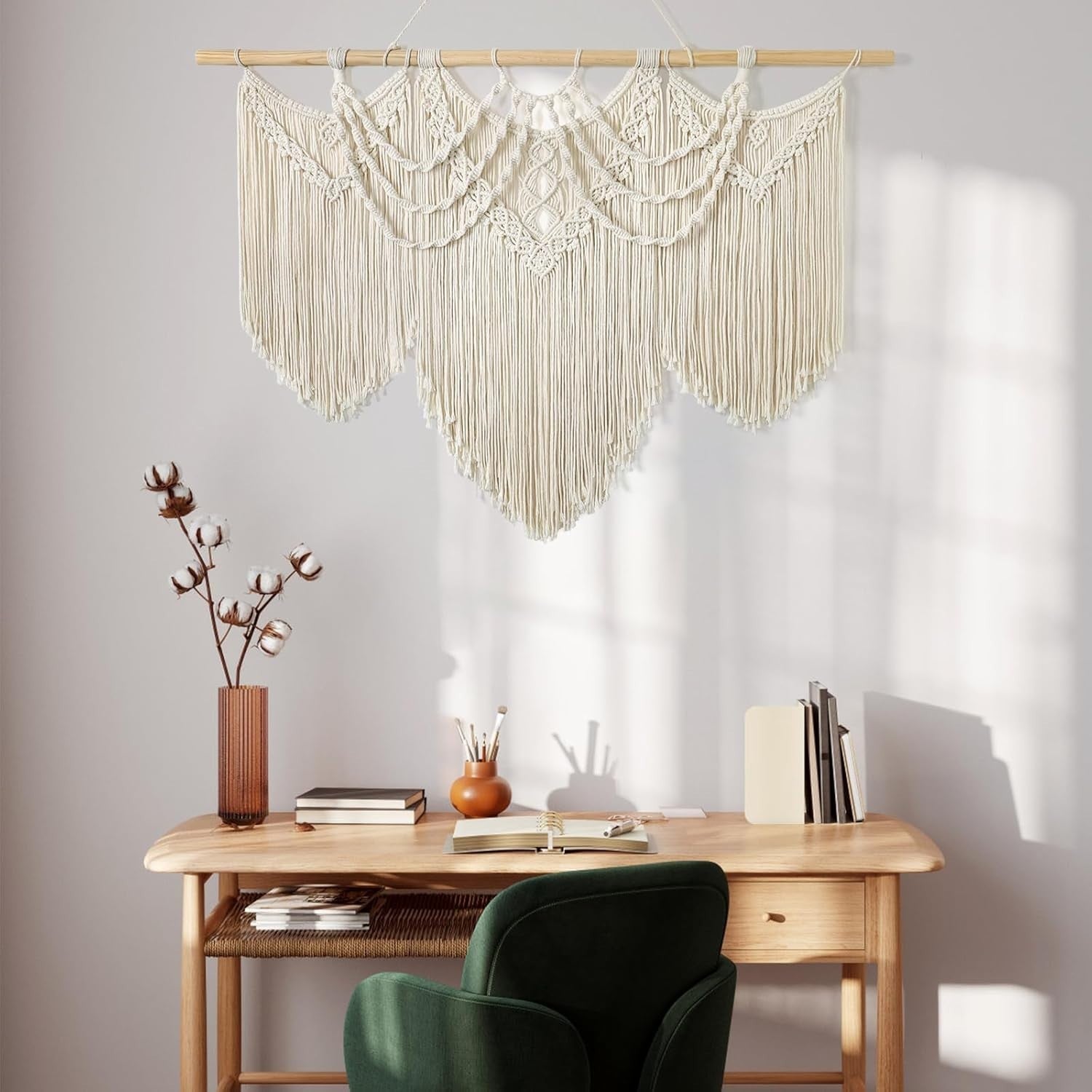 Large Macrame Wall Hanging Boho Tassel Handmade Wall Decor Beige