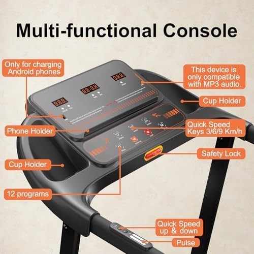 Foldable Treadmill Walking Pad 12km/h 2.5HP 12 Programs Home Fitness Gym