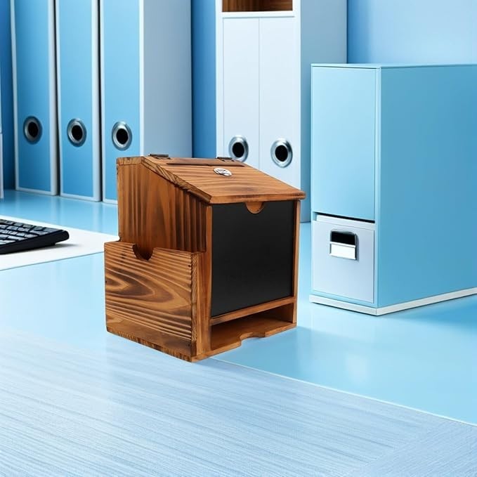 Locking Wall Mounted Wooden Suggestion Box – Secure Mail Ballot Donation Drop