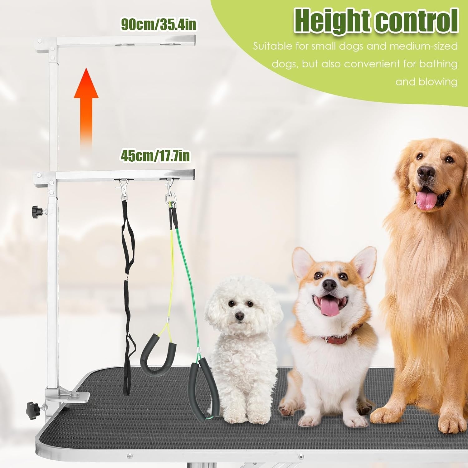 Foldable Dog Grooming Arm Clamp Adjustable Height Table Mount No Sit Loop