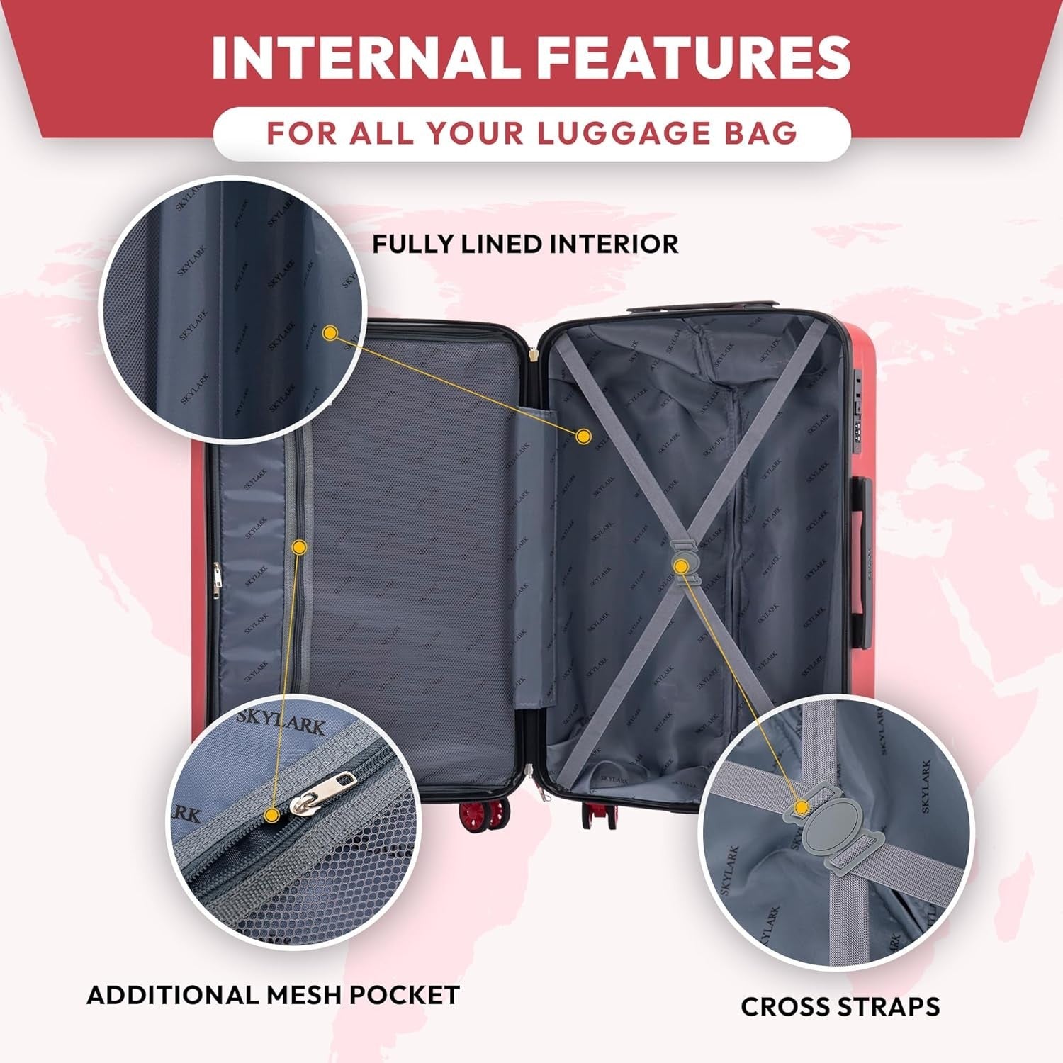 Medium Check In Suitcase 24” ABS Hard Shell Lightweight 4 Wheel Spinner