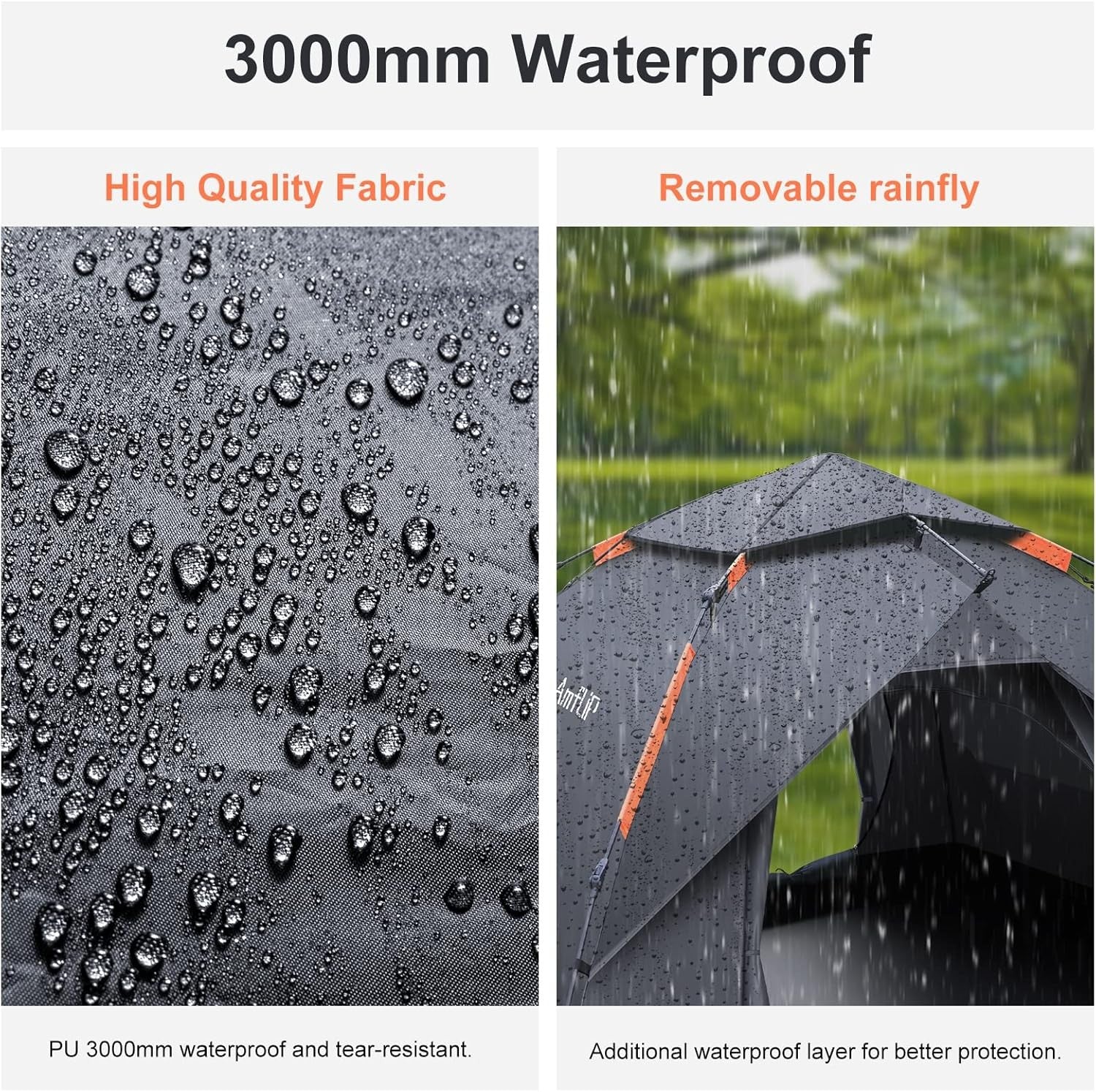 3 Man Automatic Pop Up Camping Tent 4 Season Waterproof