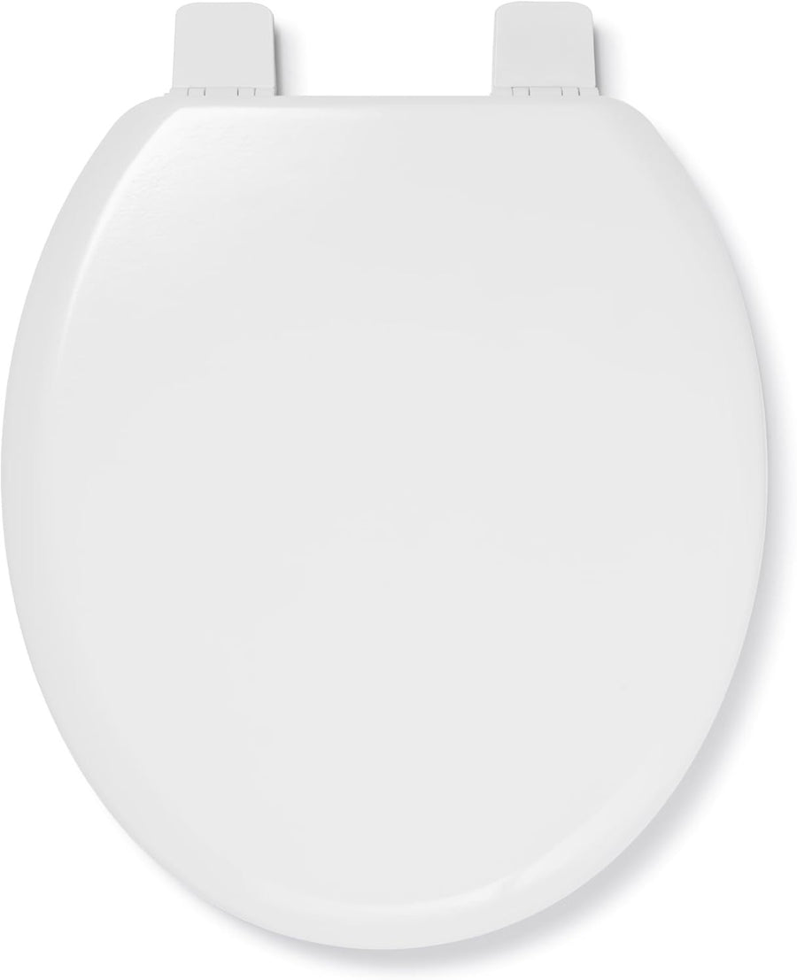 Abberton Wooden Toilet Seat White Oval Antibacterial Adjustable Hinges