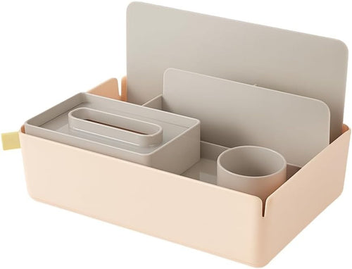 Pink Desk Organizer Plastic Stackable Multi-Level Storage for Office