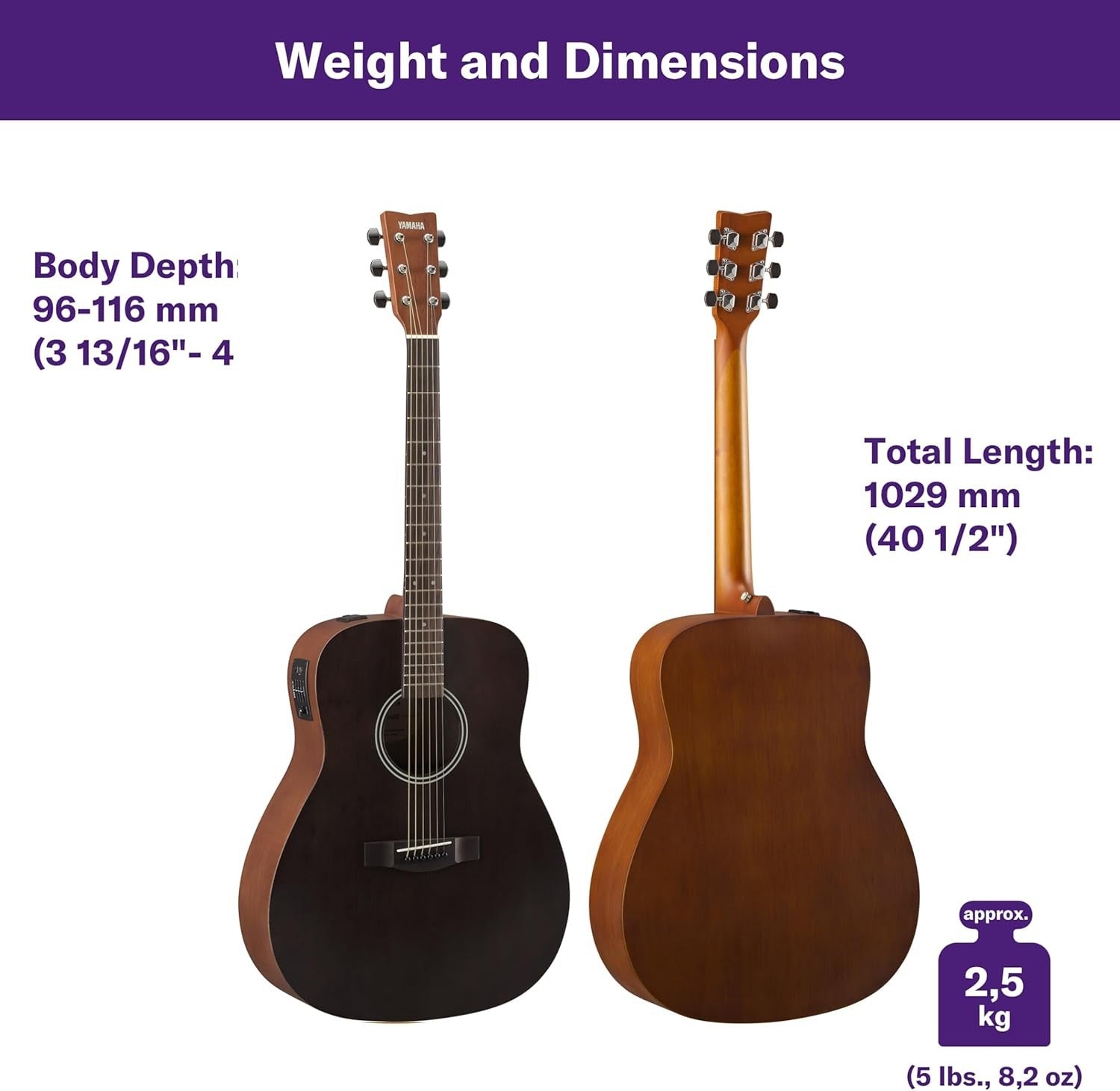 Dreadnought Acoustic Electric Guitar 25" Scale with Pickup & Tuner