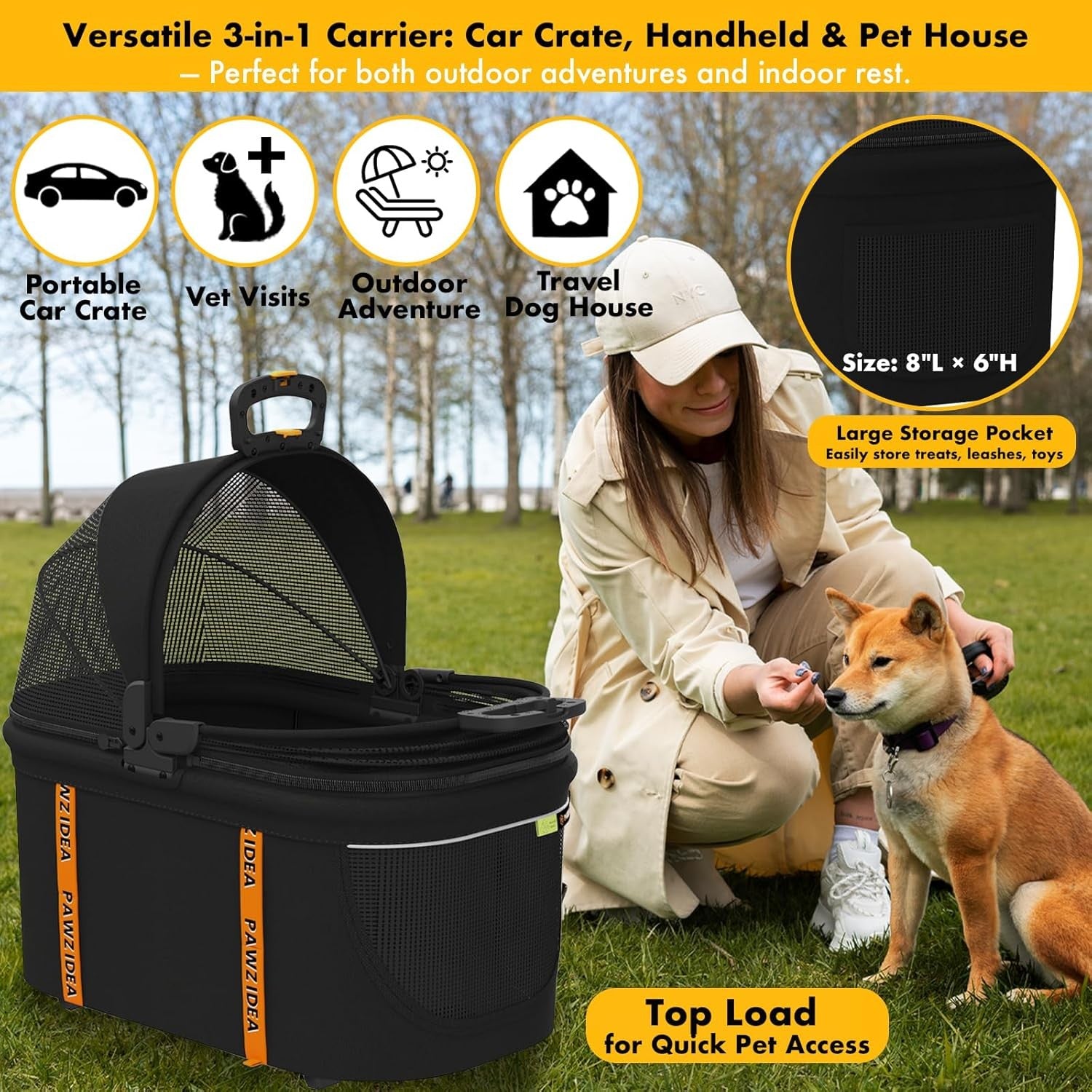 4 in 1 Pet Stroller Dog Cat Pushchair Detachable Carrier Foldable