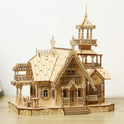 3D Wooden Puzzle Castle Kit, DIY Mechanical Model, Durable Craft Gift