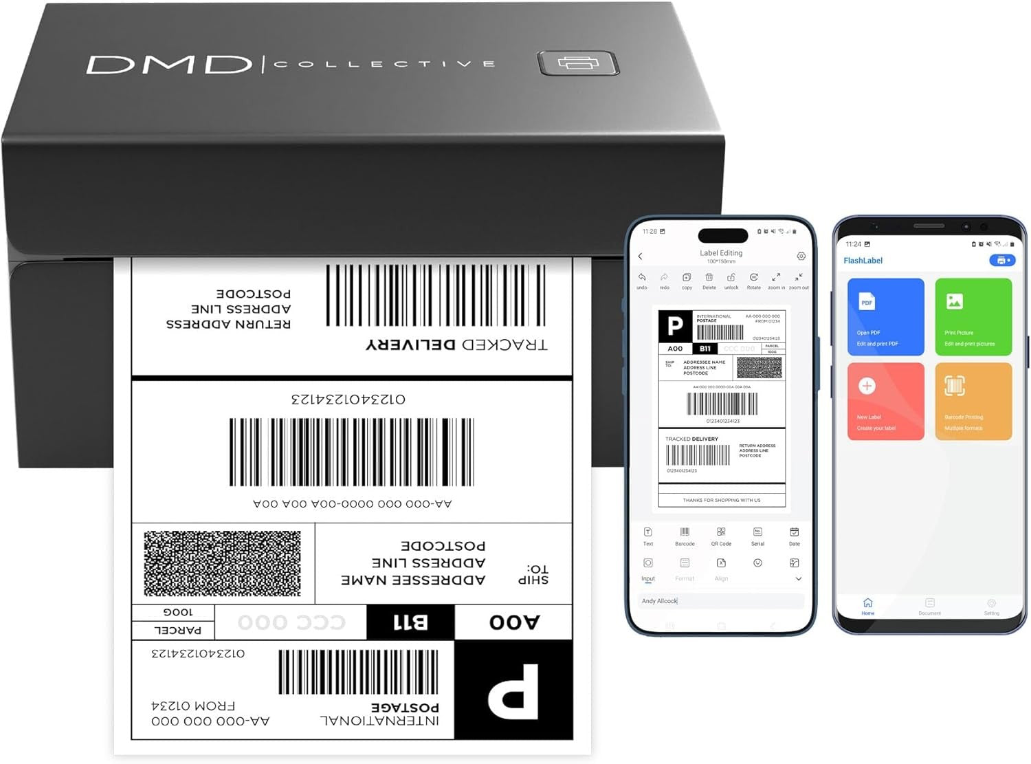 Bluetooth Thermal Label Printer 4x6 – USB & Bluetooth for Mac, Windows, iOS