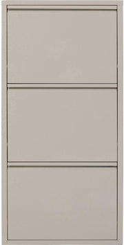 Slim Cream Shoe Cabinet 3 Flip Compartments Space-Saving Storage