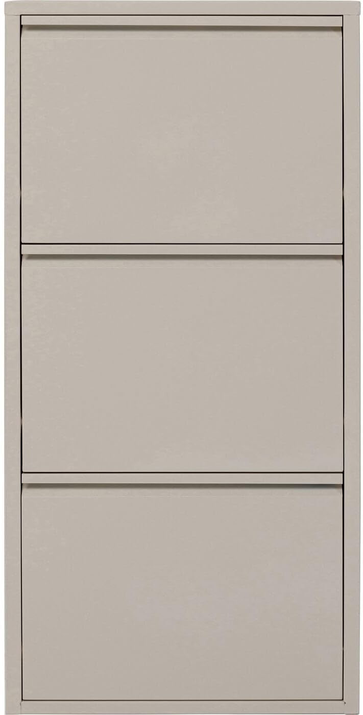 Slim Cream Shoe Cabinet 3 Flip Compartments Space-Saving Storage