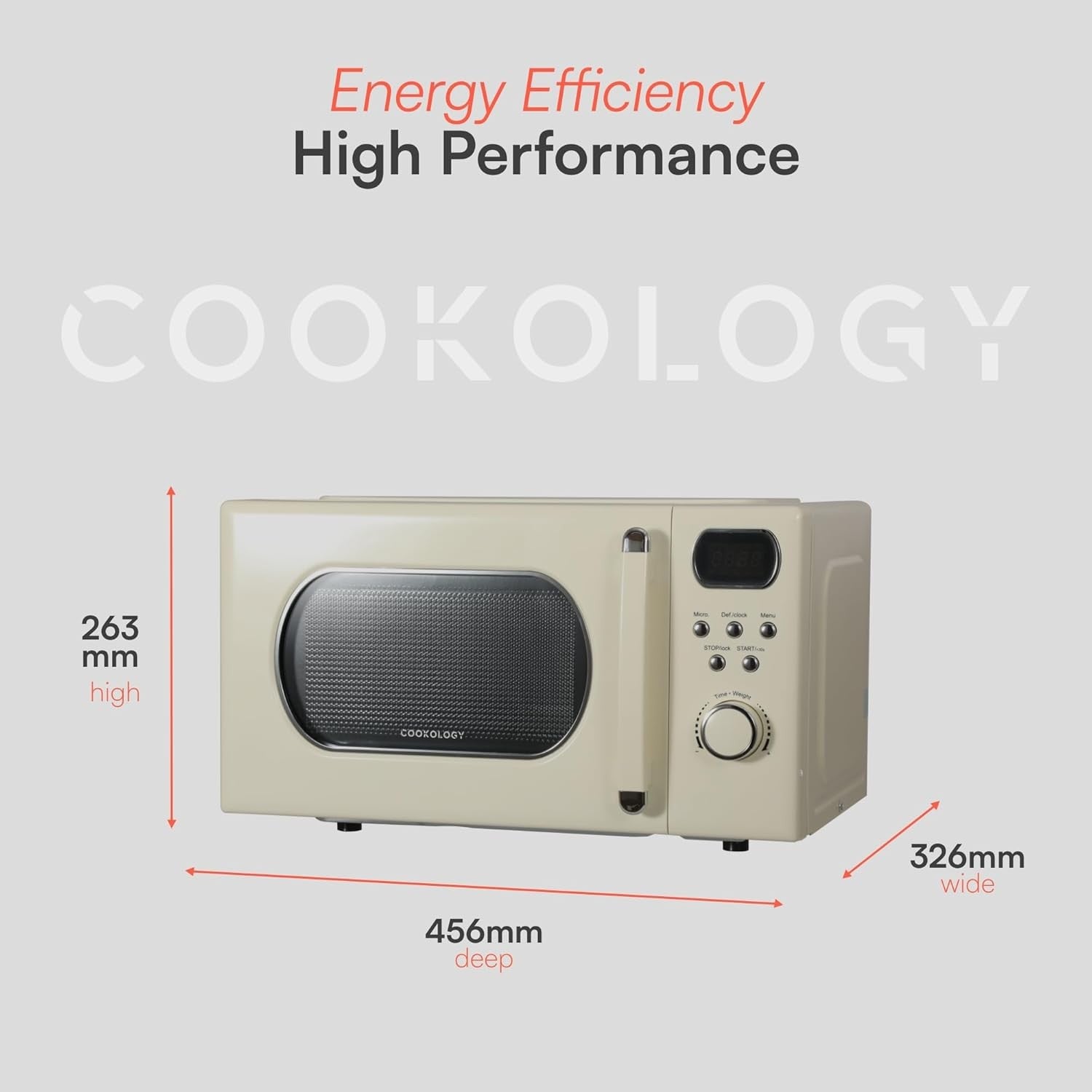 20L Retro Microwave 800W 8 Auto Programs 5 Power Levels Cream